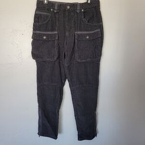 We the Free People NWT Women's 27 Black Plaid Corduroy Cargo Utility Pants Low
